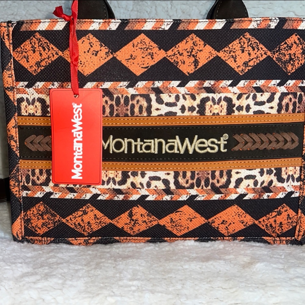 Montana West‎ Orange and Black Southwest Tote Bag